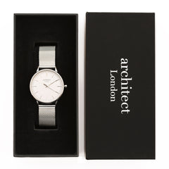 Personalised Ladies Blanc Handcrafted Watch By Architect London | Modern Font Engraving | A Personal Gift