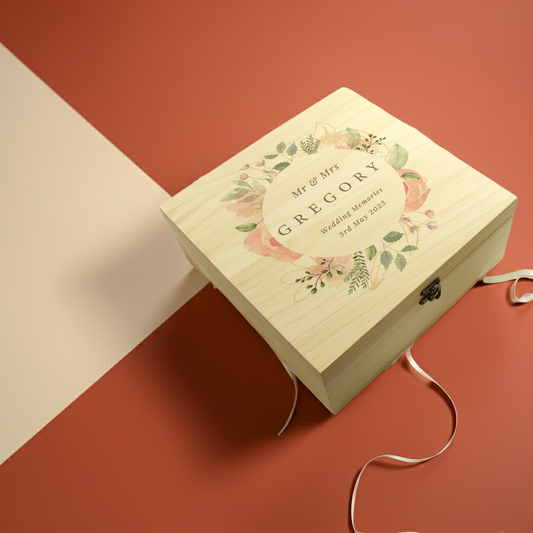 Personalised Wooden Keepsake Box | A Beautiful Place to Store Treasured Memories - Artfully Curated Creations and identify whats in the image