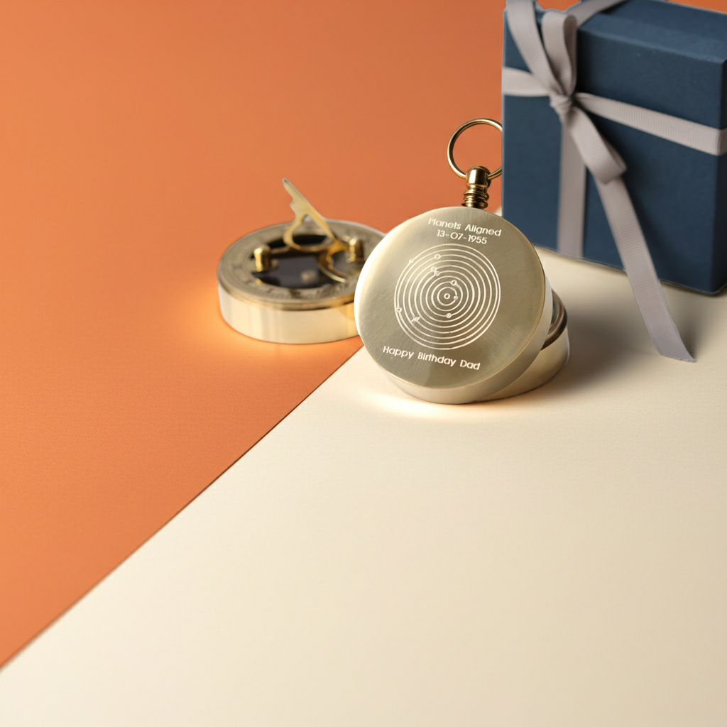 Personalised Handcrafted Planets Aligned Nautical Sundial Compass | Modern Font Engraving | A Personal Gift