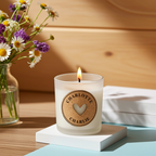 Personalised Heart Vanilla Scented Jar Candle | Custom Cork Label Gift