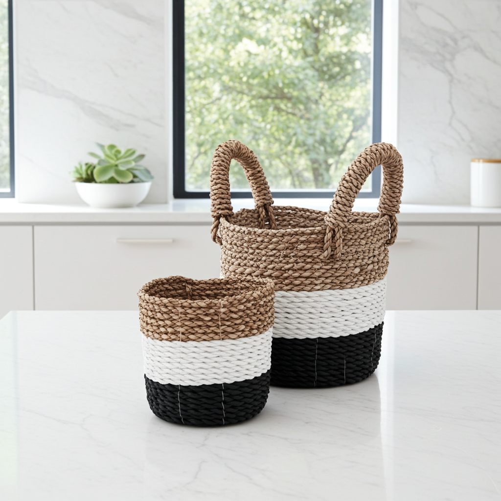 Seagrass Set Of 3 Baskets - Artfully Curated Creations and identify whats in the image