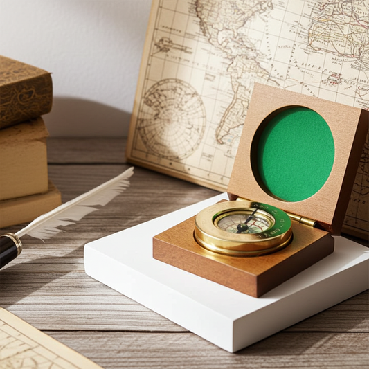 Personalised Handcrafted Compass With Timber Box | Modern Font Engraving | A Personal Gift
