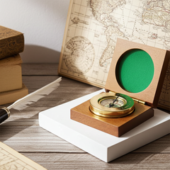 Personalised Handcrafted Compass With Timber Box | Modern Font Engraving | A Personal Gift