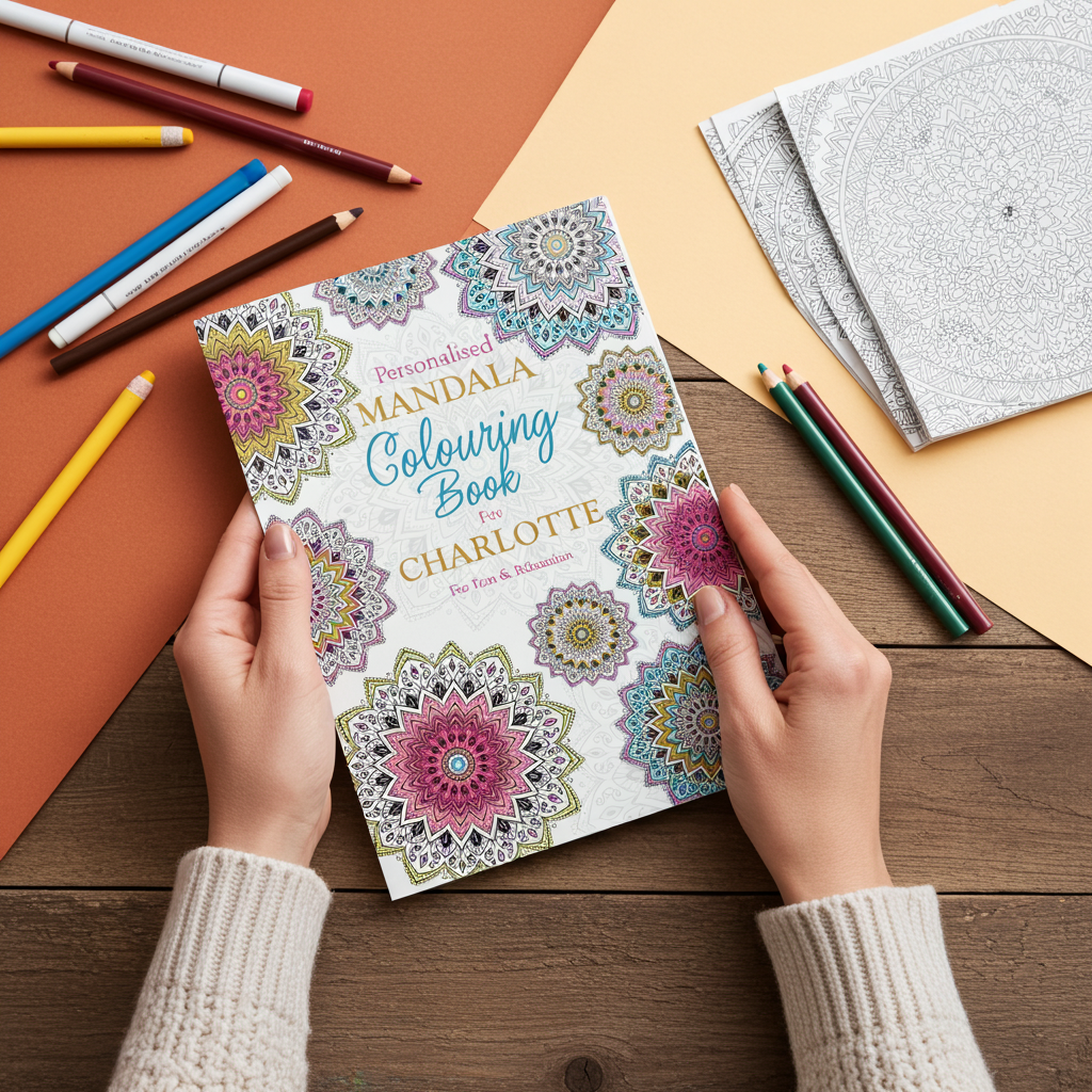 Personalised Mandala Zen Colouring Book | Relaxing Mindful Meditation Gift for Adults - Artfully Curated Creations and identify whats in the image