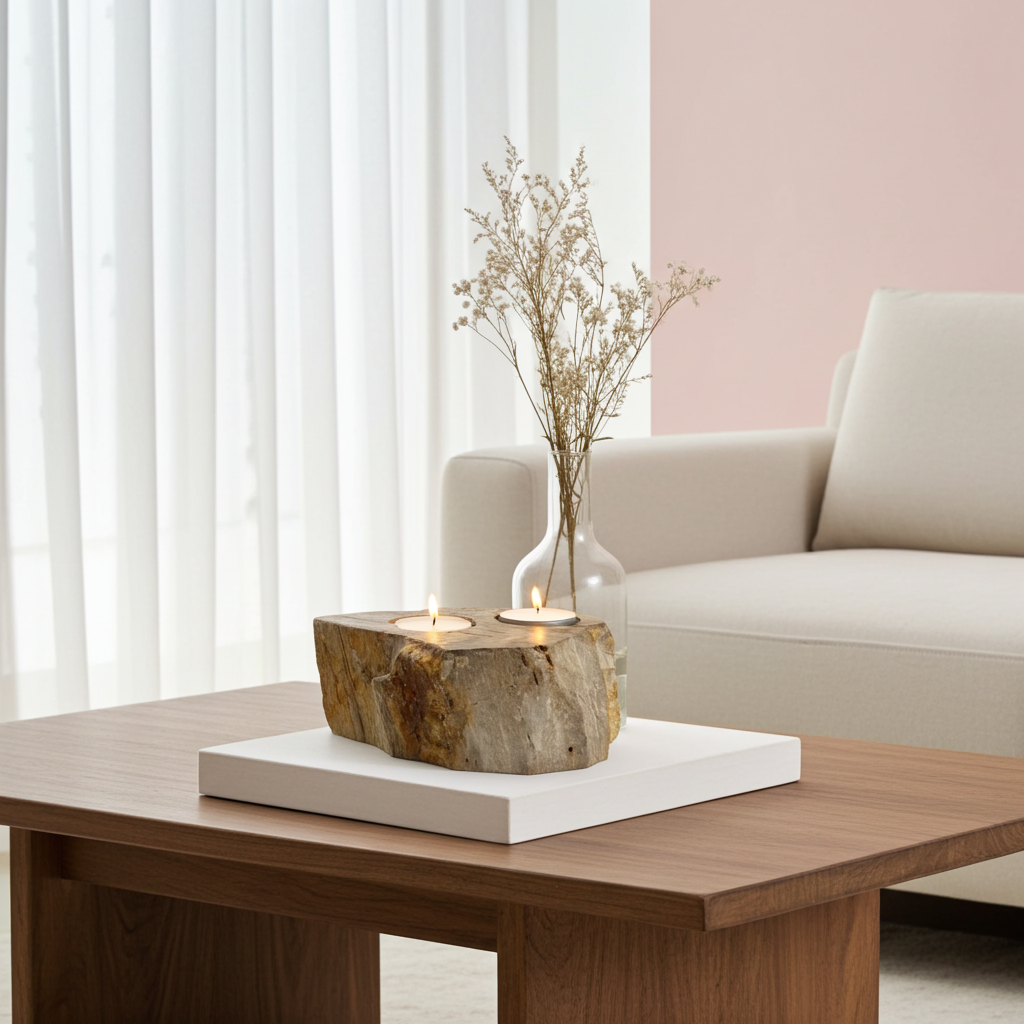 Petrified Wood Double Candle Holder