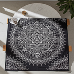 Black & White Double Bed Spread / Wall Art - Lotus Flower