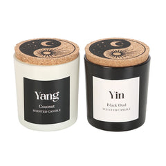Yin Yang Candle Set Black Oud and Coconut Scents Set of 2 Complementary Candles for Balance, Relaxation & Energy