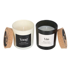 Yin Yang Candle Set Black Oud and Coconut Scents Set of 2 Complementary Candles for Balance, Relaxation & Energy