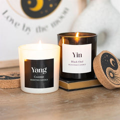 Yin Yang Candle Set Black Oud and Coconut Scents Set of 2 Complementary Candles for Balance, Relaxation & Energy