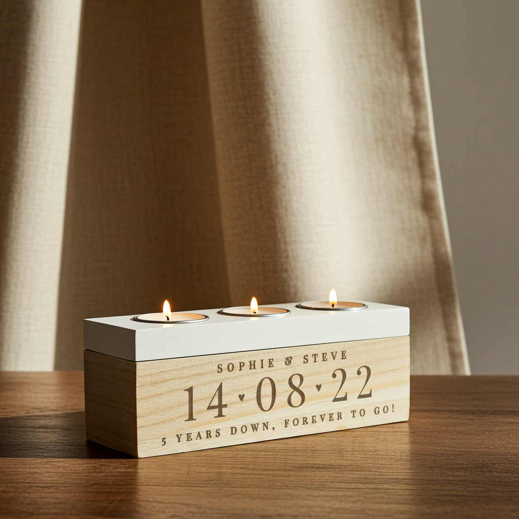 Personalised Triple Tealight Holder | A Beautiful Way to Commemorate a Special Date - Artfully Curated Creations and identify whats in the image