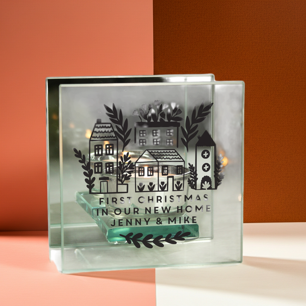 Personalised Mirrored Glass Tealight Holder | Custom Home Décor Gift - Artfully Curated Creations and identify whats in the image