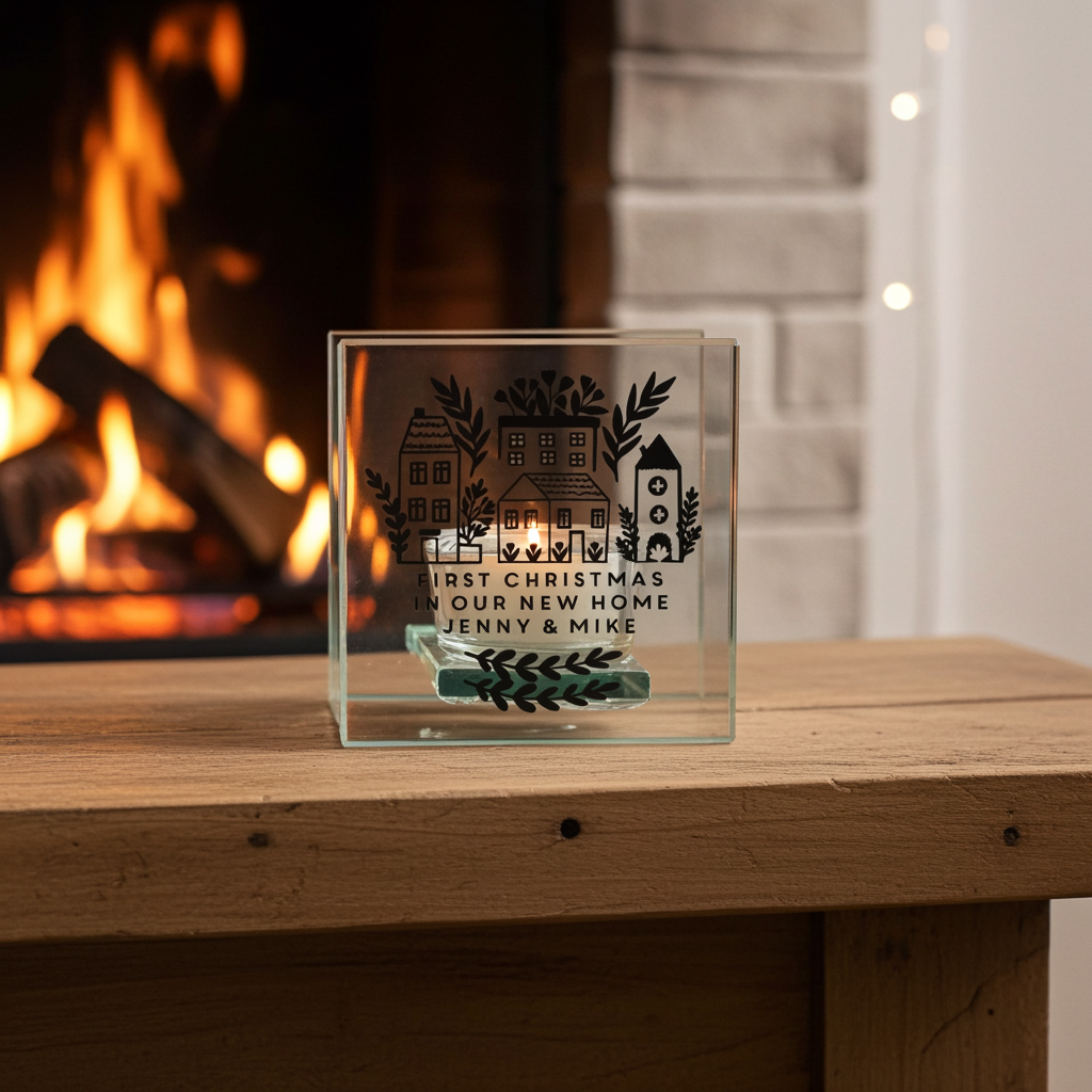 Personalised Mirrored Glass Tealight Holder | Custom Home Décor Gift - Artfully Curated Creations and identify whats in the image
