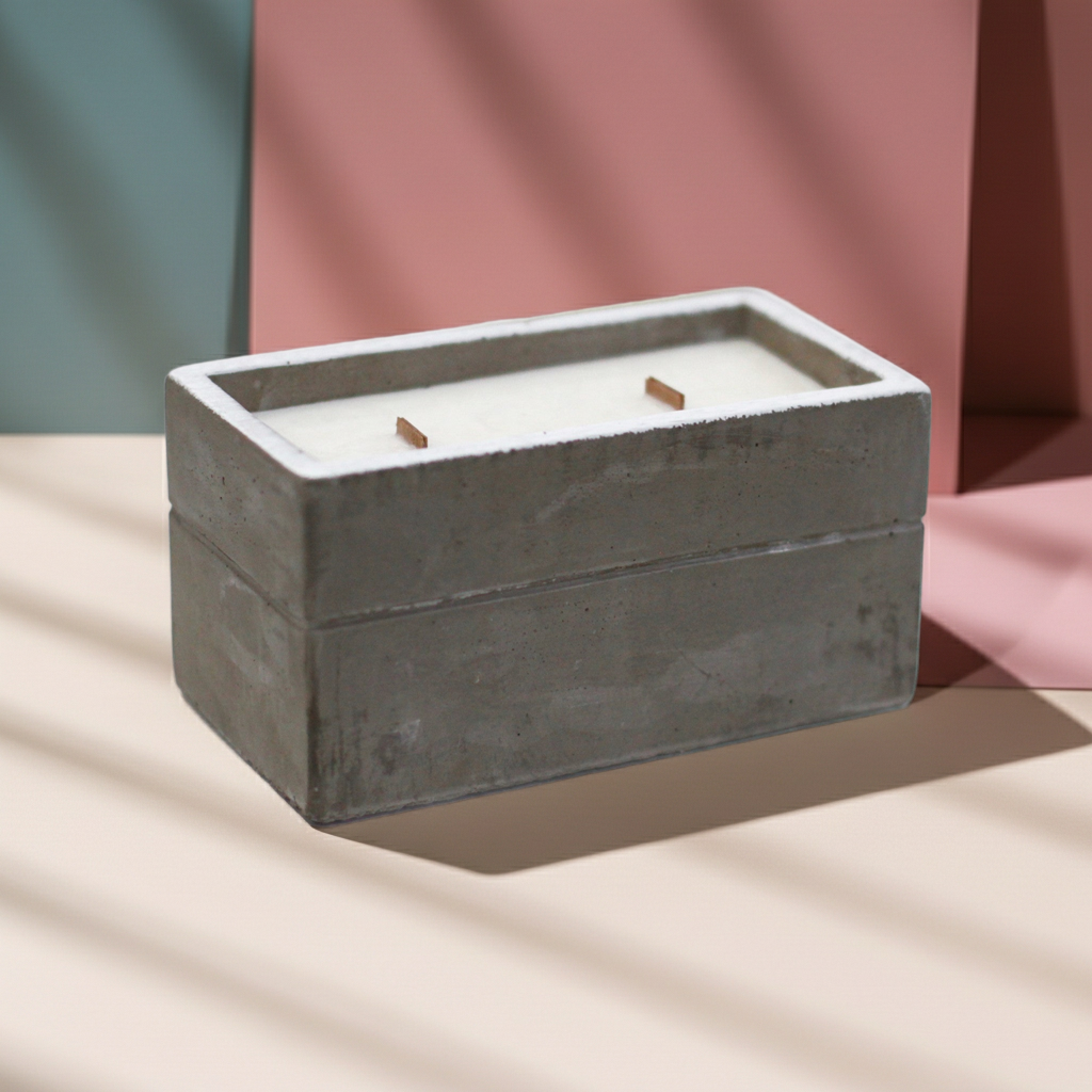 Concrete Wooden Wick Candle - Spiced South Sea Lime