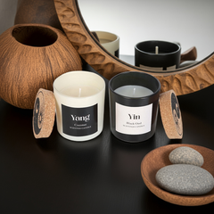Yin Yang Candle Set Black Oud and Coconut Scents Set of 2 Complementary Candles for Balance, Relaxation & Energy
