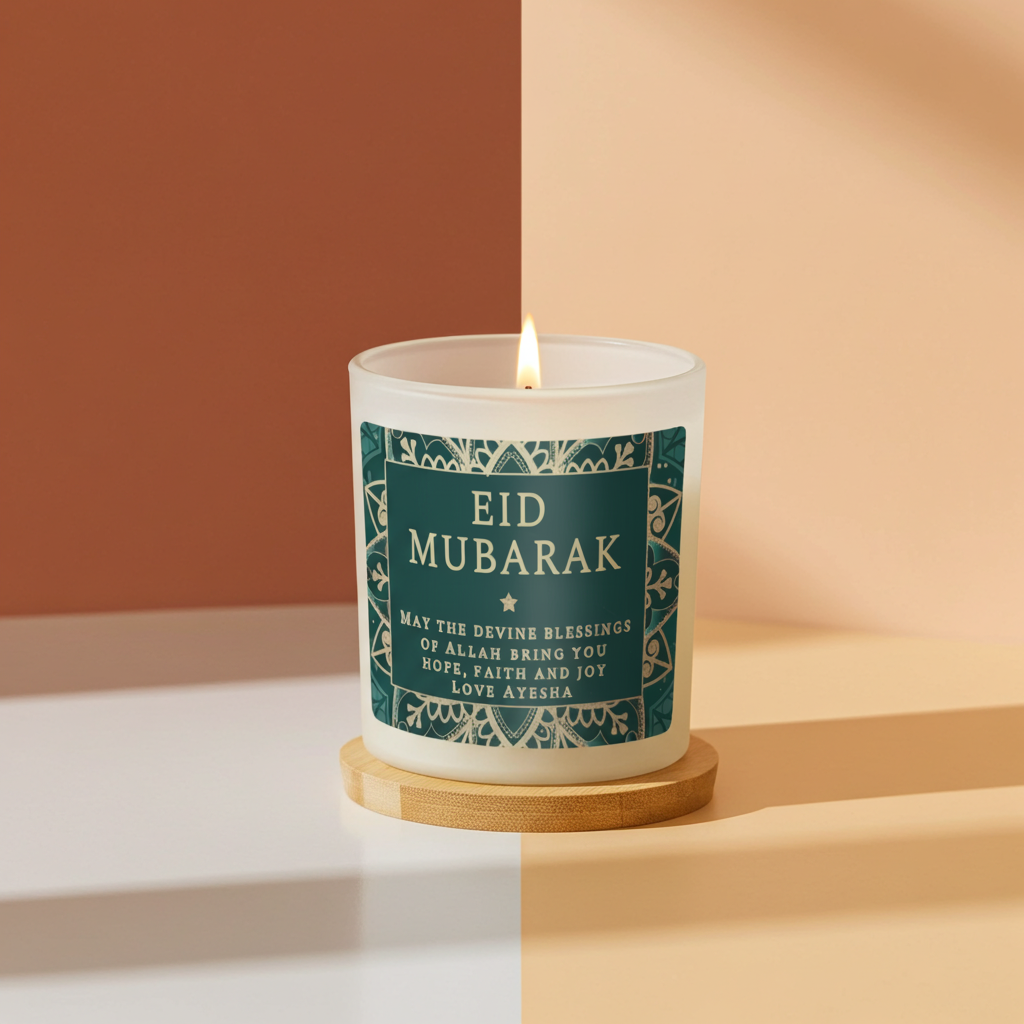 Personalised Vanilla Jar Candle | Ramadan & Eid Gift - Artfully Curated Creations and identify whats in the image