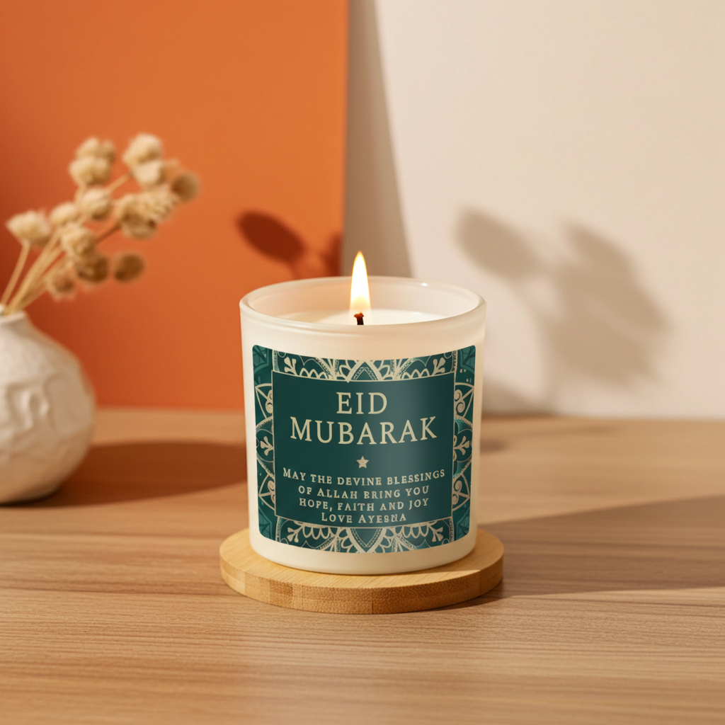 Personalised Vanilla Jar Candle | Ramadan & Eid Gift - Artfully Curated Creations and identify whats in the image