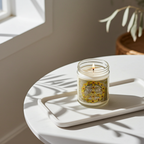 Art Soy Candle in Clear Glass Jar Handmade Scented Candle with Original Clay Artwork, Earthy Fragrance, wedding favour, Minimalist Home Décor