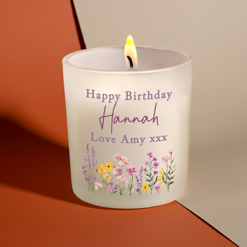 Personalised Wild Flower Jar Candle | Custom Message Gift for Any Occasion - Artfully Curated Creations and identify whats in the image