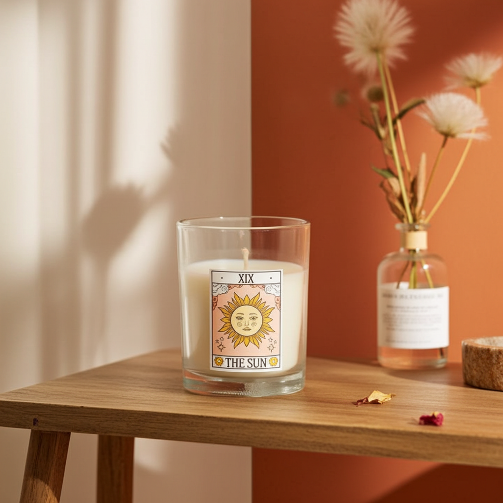The Sun Vintage Tarot Rose Candle