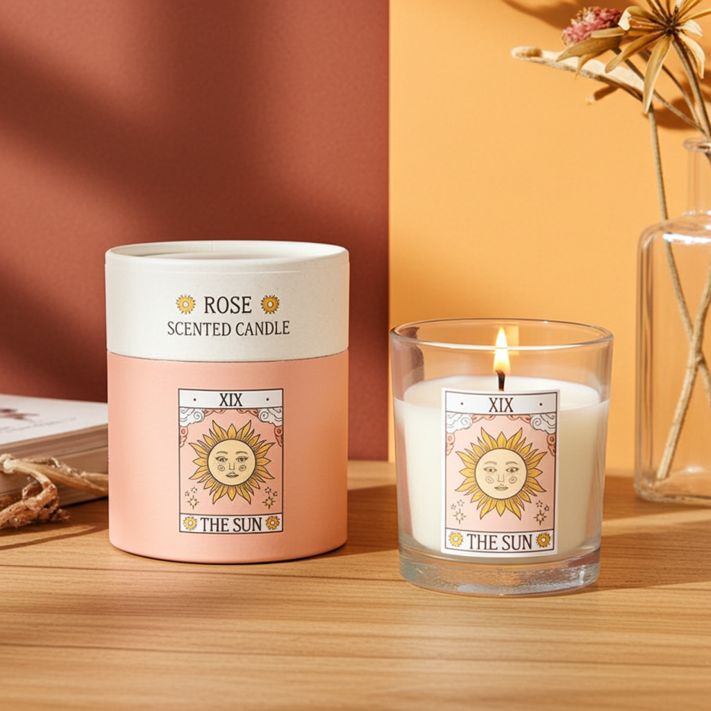 The Sun Vintage Tarot Rose Candle
