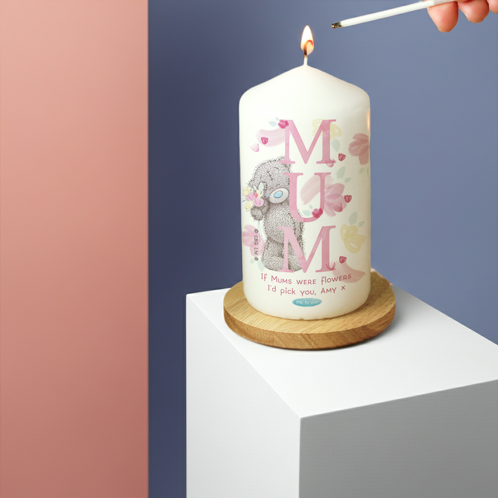 Me to You ‘MUM’ Personalised Pillar Candle | A Heartfelt Gift For Mum - Artfully Curated Creations and identify whats in the image