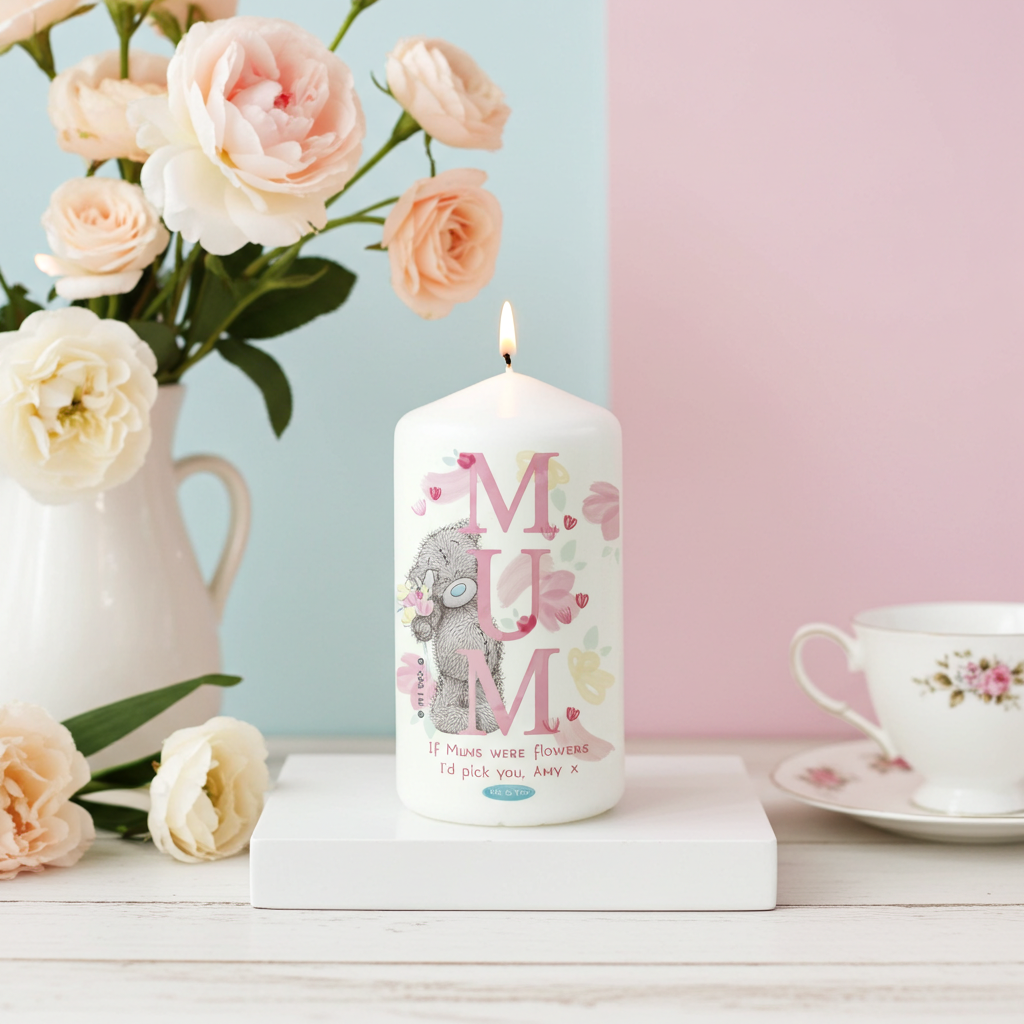 Me to You ‘MUM’ Personalised Pillar Candle | A Heartfelt Gift For Mum - Artfully Curated Creations and identify whats in the image