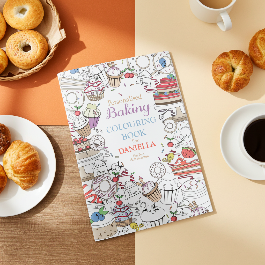 Personalised Baking Zen Colouring Book | Relaxing Mindful Meditation Gift for Adults | Fun Creative Gift for Baking Enthusiasts & Cake Lovers - Artfully Curated Creations and identify whats in the image