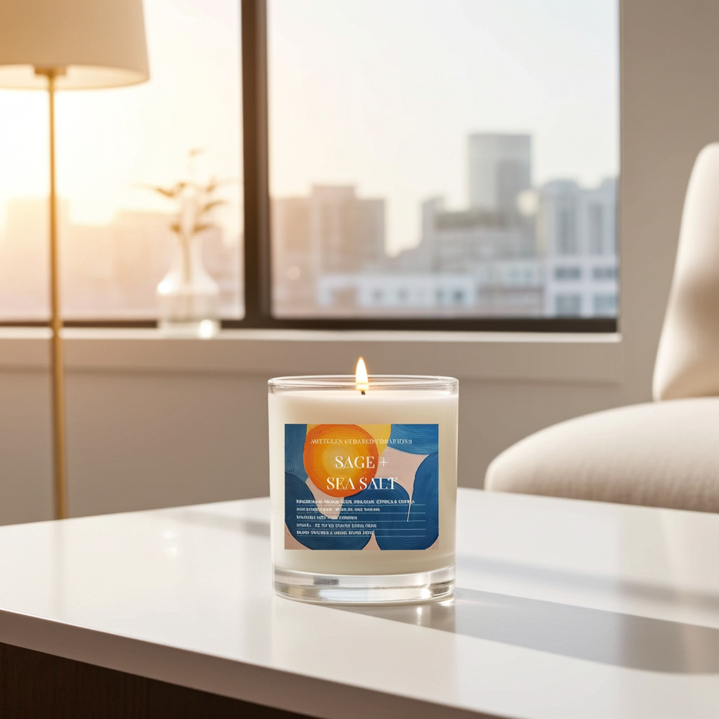 Art Candle Original Clay Artwork Scented Soy Wax in clear glass, Handmade Gift, Wedding Favour, Elegant Home Décor Candle, Luxury Party Bag