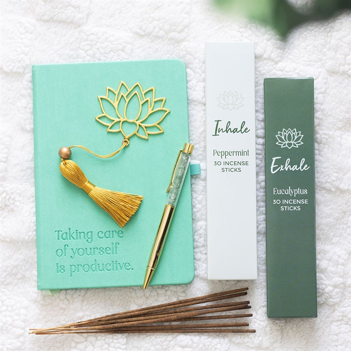 Mint Green A5 Wellness Journal with Aventurine Crystal Pen for Self Care