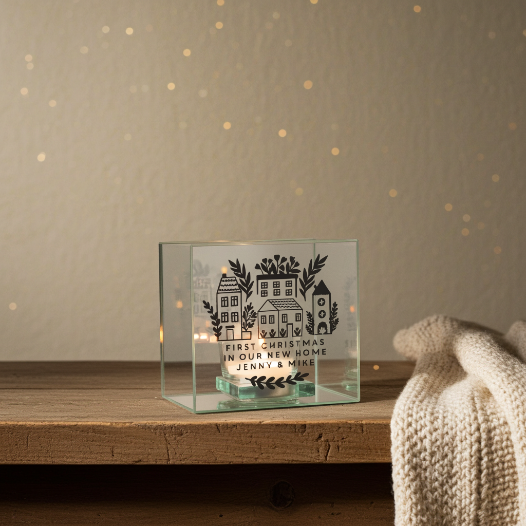 Personalised Mirrored Glass Tealight Holder | Custom Home Décor Gift - Artfully Curated Creations and identify whats in the image