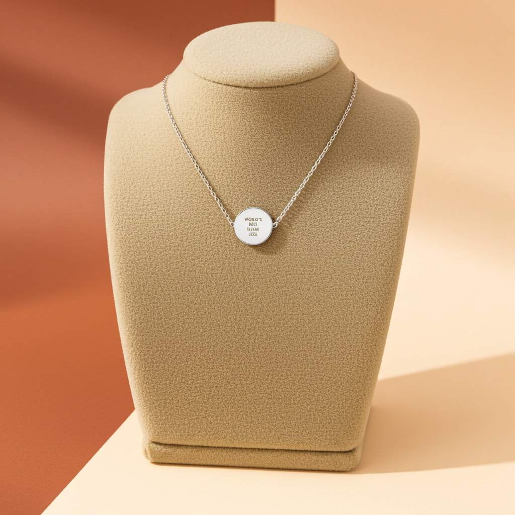 Personalised Abstract Silver Tone Necklace | Engraved Pendant & Sentiment Card Gift Box