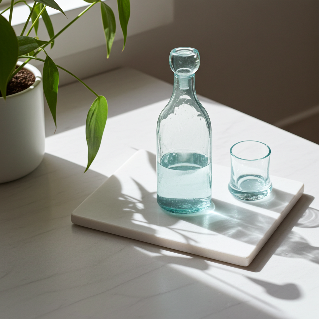 Molton Glass Whiskey Set On Wooden Stand