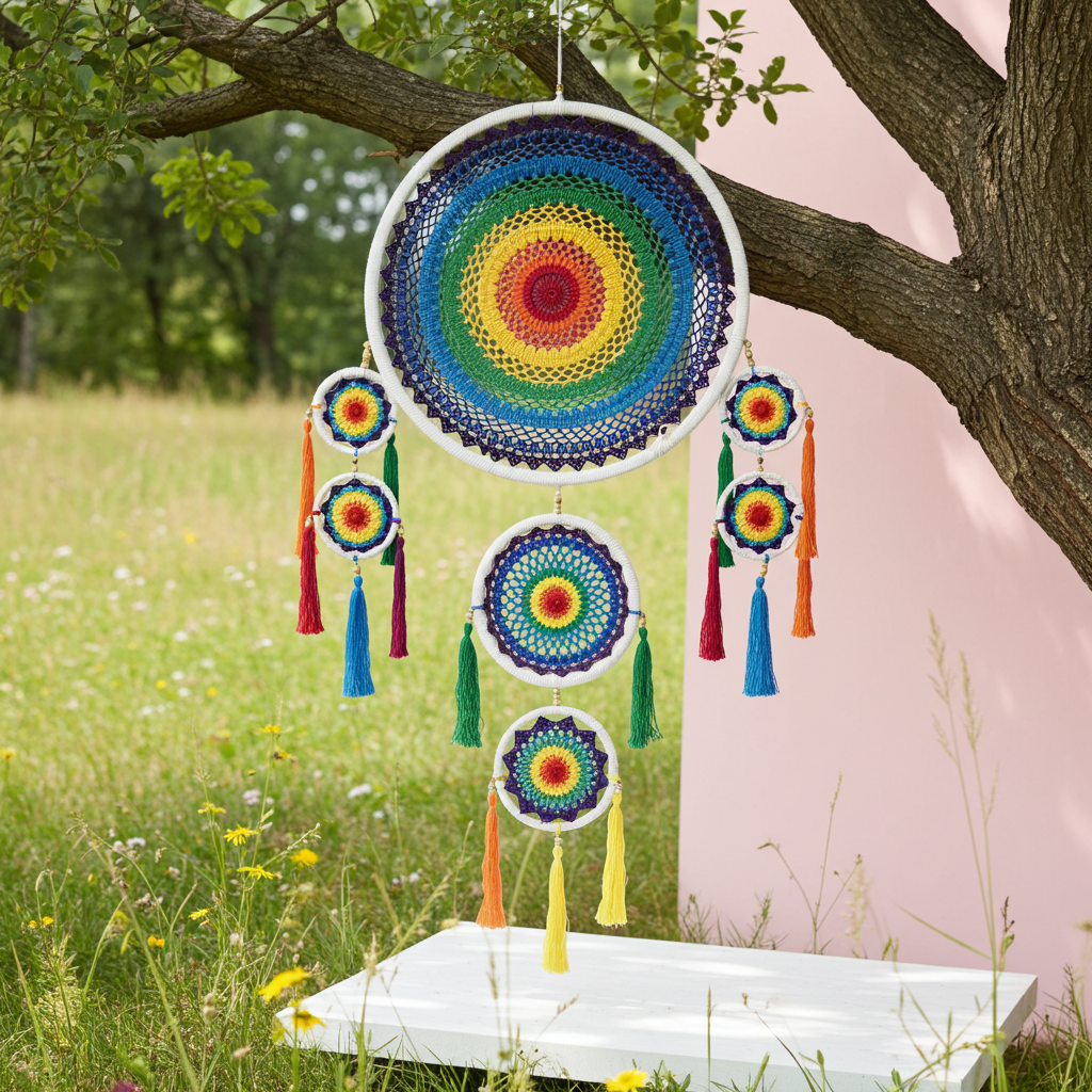 Extra Large Vivid Rainbow Dream Catcher