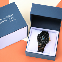 Personalised Men's Apollo Handcrafted Watch By Architect London | Modern Font Engraving | A Personal Gift