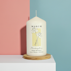 Personalised Birth Flower Pillar Candle | Handmade | A personal gift