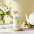 Personalised Birth Flower Pillar Candle | Handmade | A personal gift