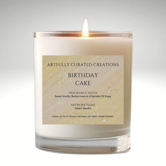 Art Candle Original Artwork Scented Soy Wax in clear glass | Handmade Gift | Wedding Favour | Elegant Home Décor | Luxury Party Bag