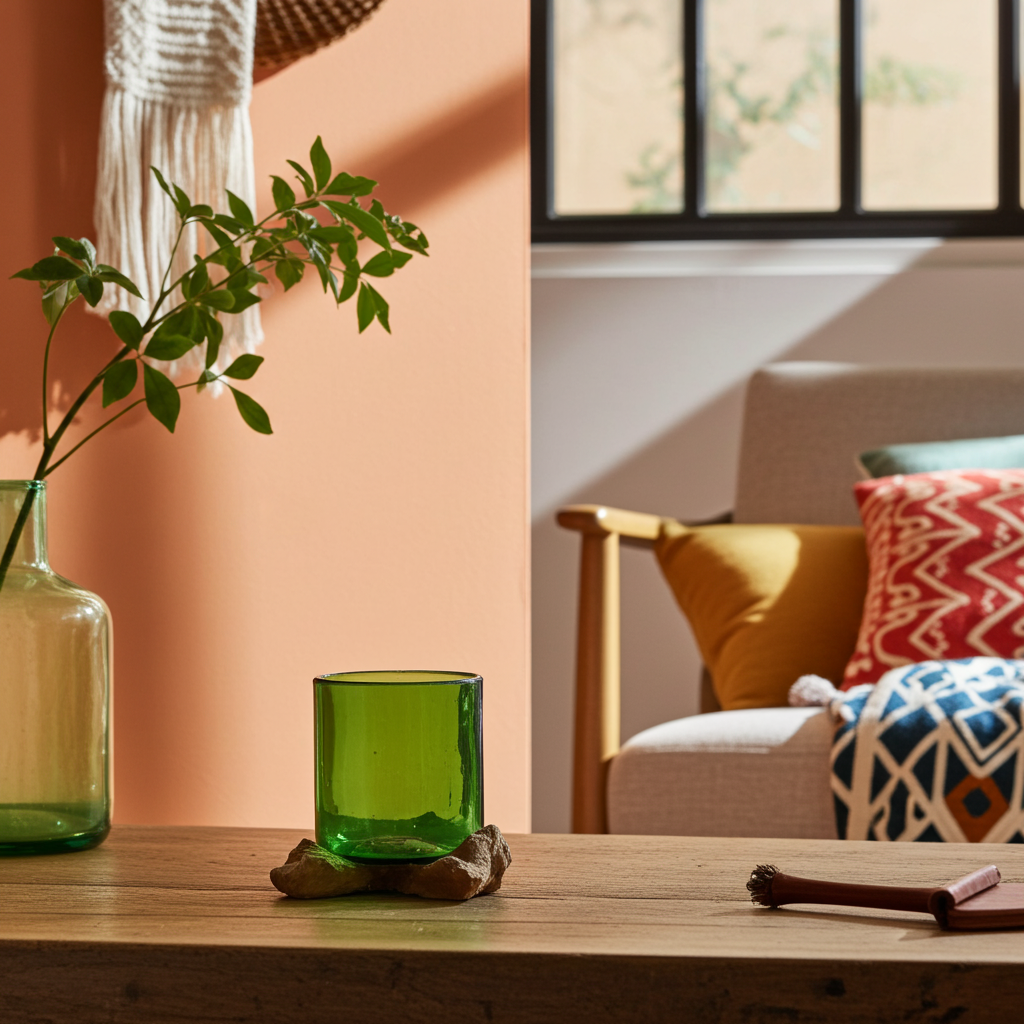 Molton Recycled Beer Bottle Glass On Wooden Stand