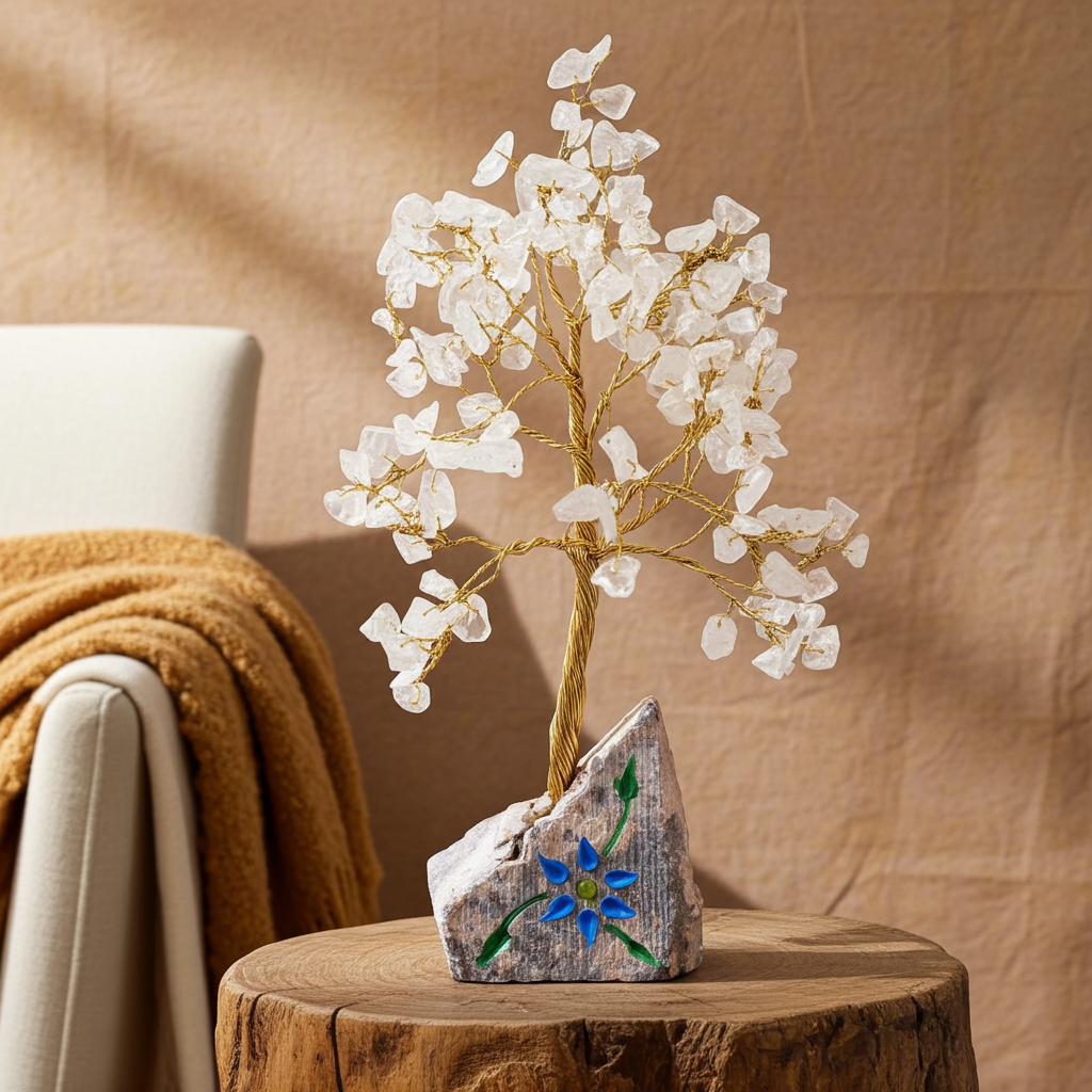 Rock Crystal Indian Gemstone Tree - Artfully Curated Creations and identify whats in the image