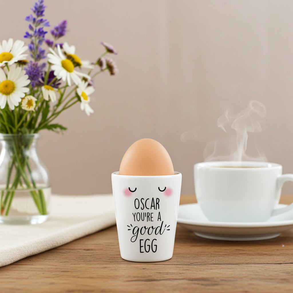Personalised “You’re a Good Egg” Ceramic Egg Cup | A Cute Easter Breakfast Treat