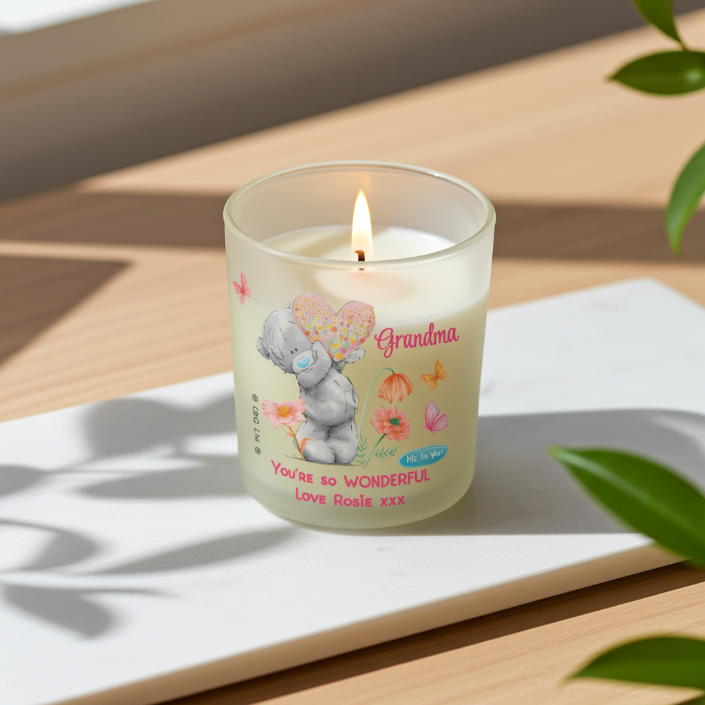 Personalised Me to You Candle Jar | Tatty Teddy Floral Design - Artfully Curated Creations and identify whats in the image