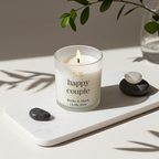 Personalised Black & Gold Frosted Candle | Custom Message Gift for Weddings & Anniversaries