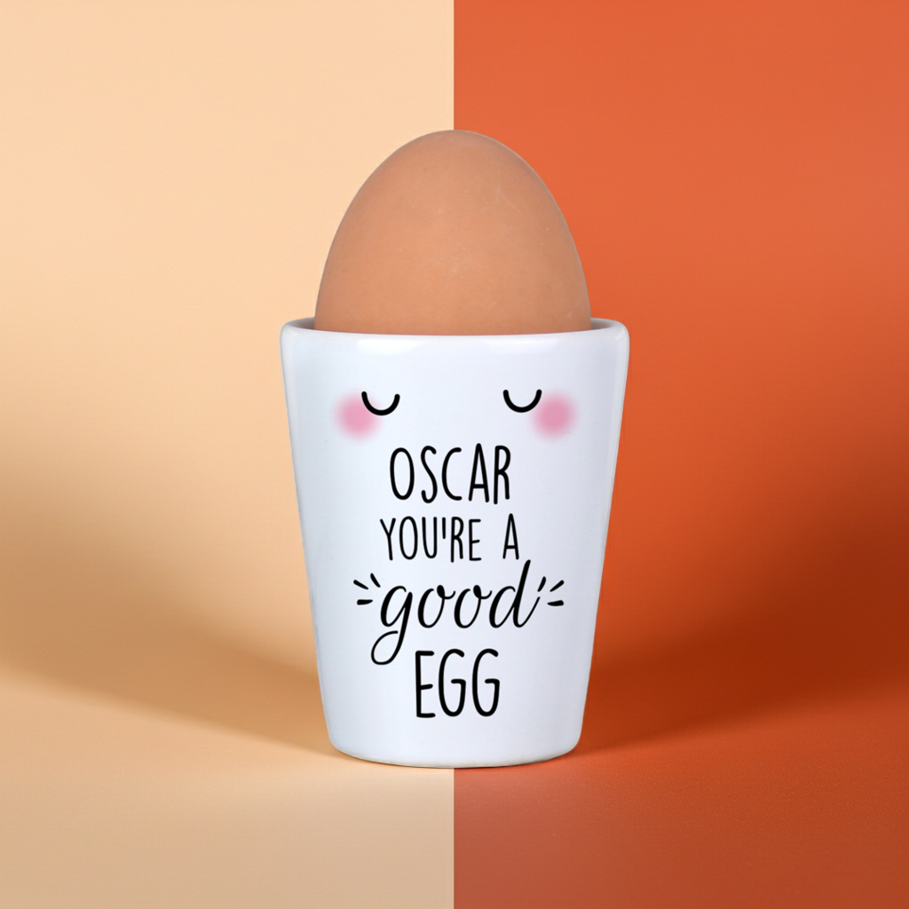 Personalised “You’re a Good Egg” Ceramic Egg Cup | A Cute Easter Breakfast Treat