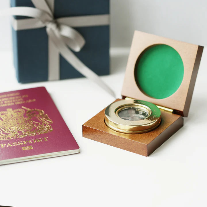 Personalised Handcrafted Compass With Timber Box | Modern Font Engraving | A Personal Gift