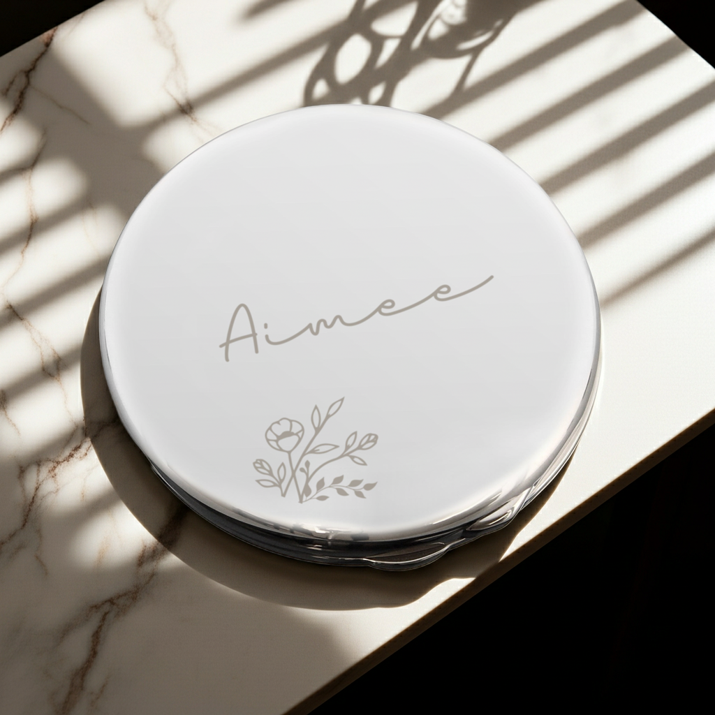 Personalised Round Compact Mirror | A Beautiful Gift for Any Occasion