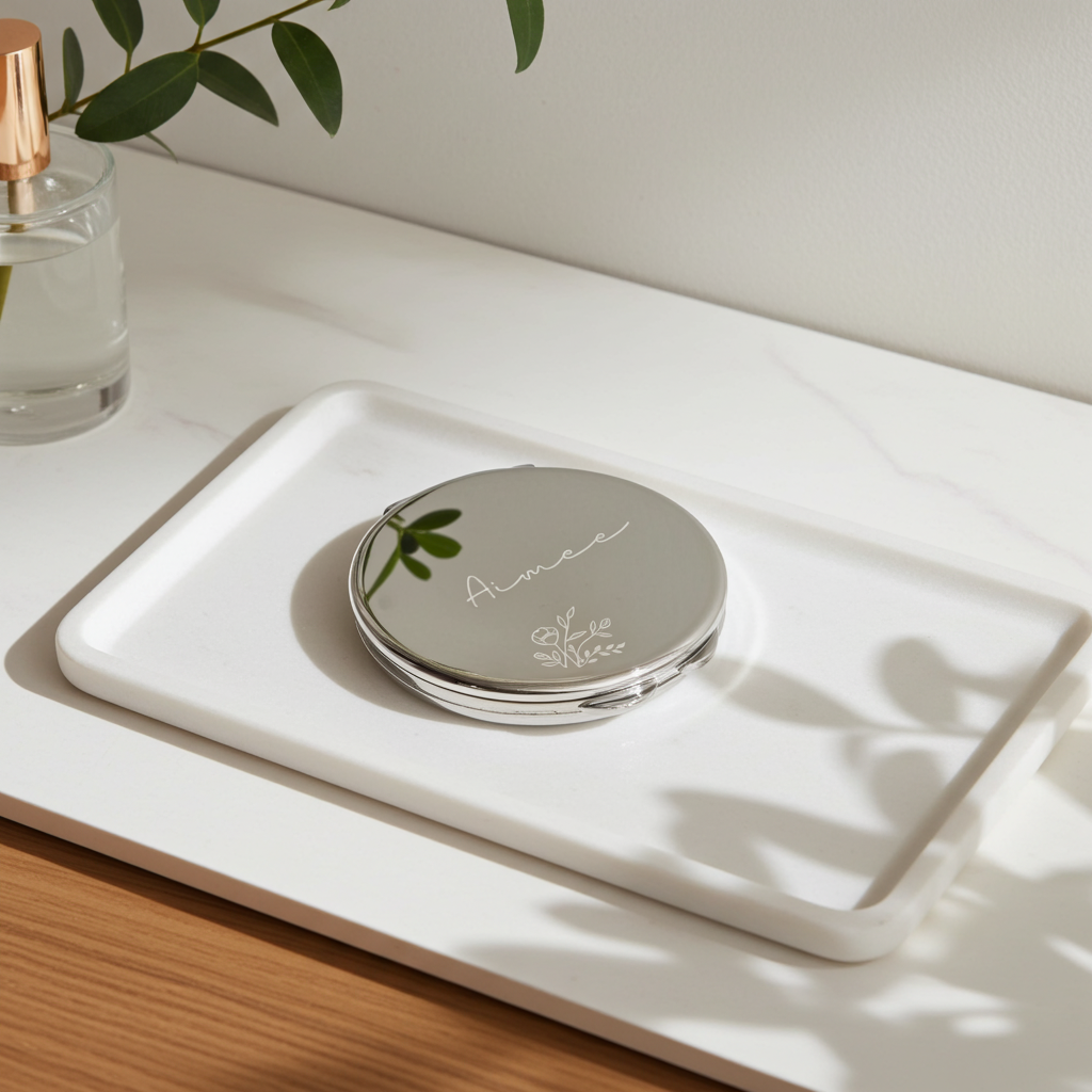 Personalised Round Compact Mirror | A Beautiful Gift for Any Occasion