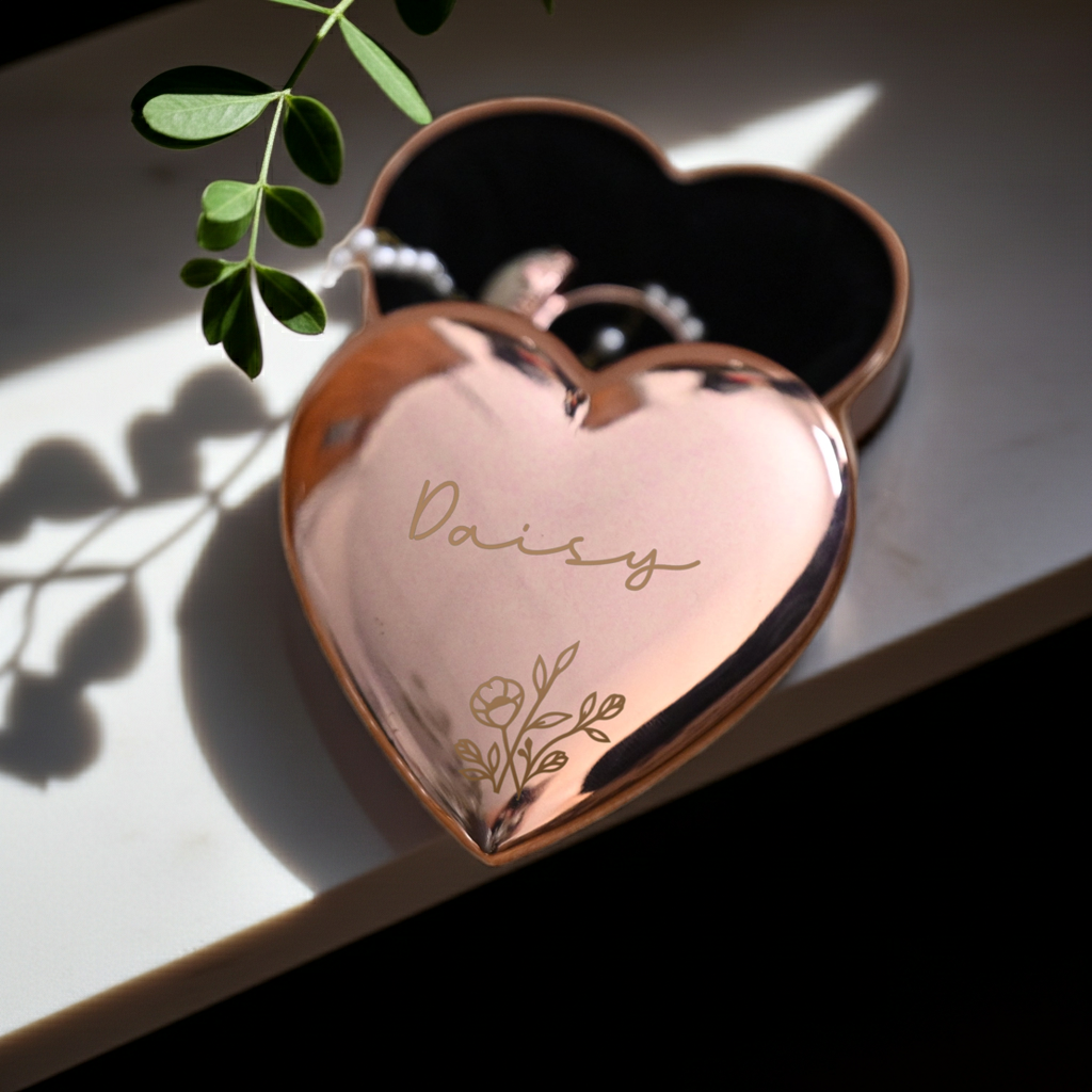 Personalised Rose Gold Heart Trinket Box | A Beautiful Keepsake for Someone Special