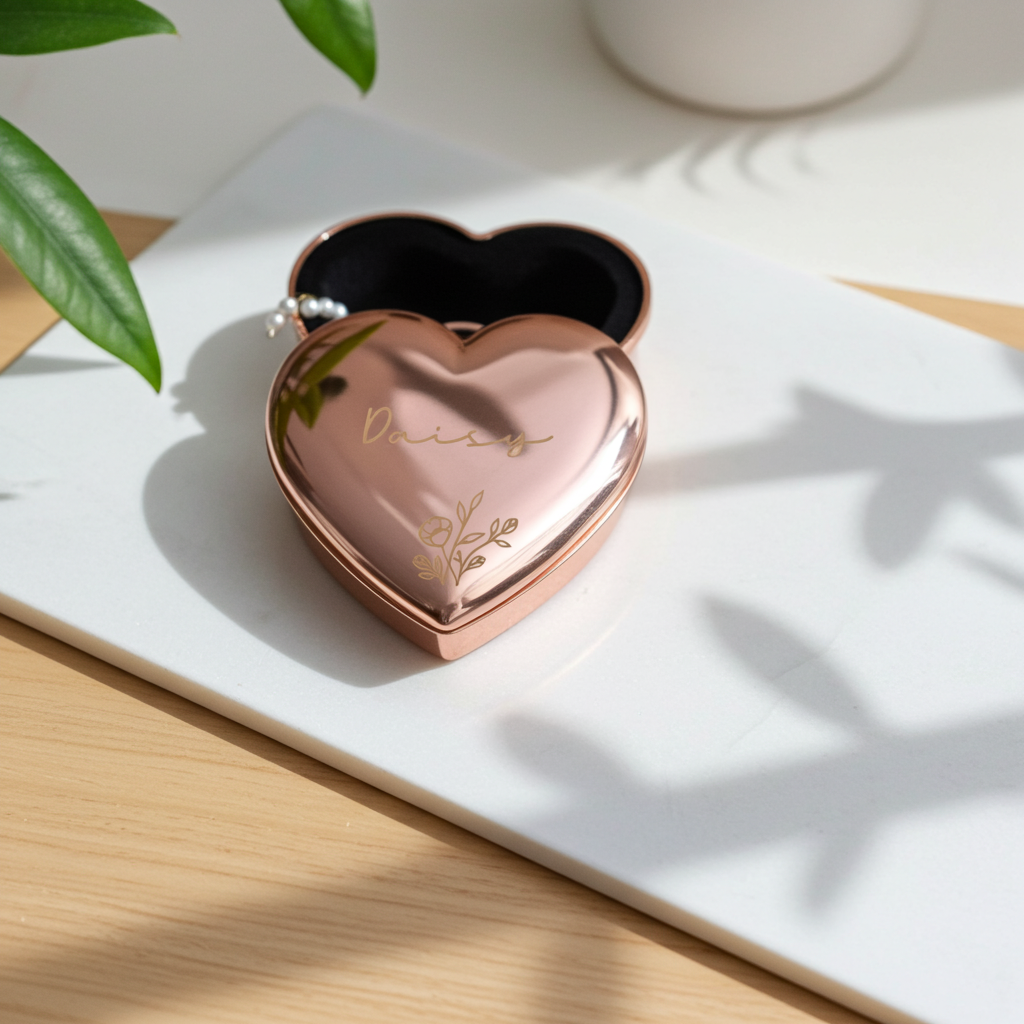 Personalised Rose Gold Heart Trinket Box | A Beautiful Keepsake for Someone Special