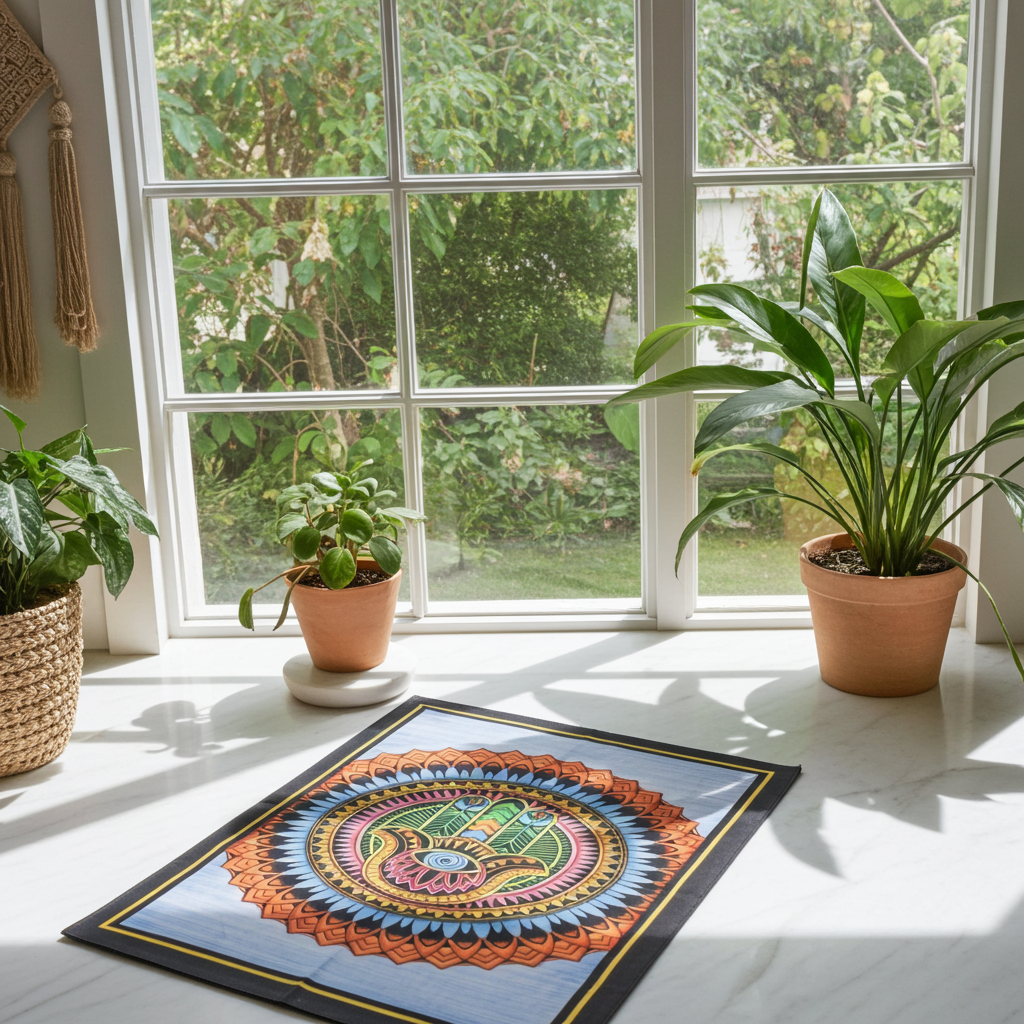 Hand Brushed Cotton Wall Art - Hamsa