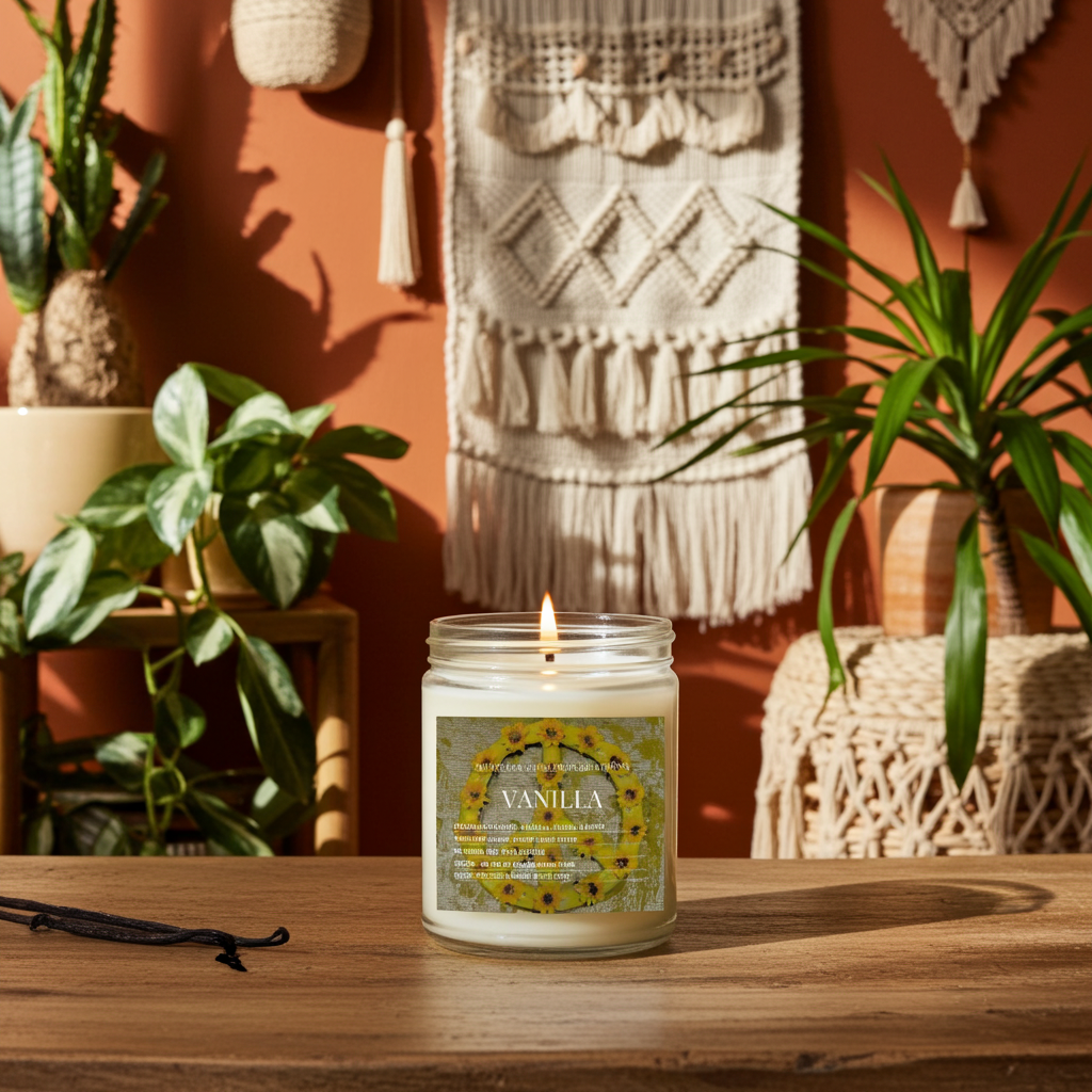 Art Soy Candle in Clear Glass Jar Handmade Scented Candle with Original Clay Artwork, Earthy Fragrance, wedding favour, Minimalist Home Décor - Artfully Curated Creations and identify whats in the image